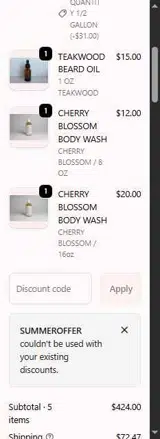 SUMMEROFFER coupon verification screenshot