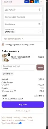 Flax & Twine coupon verification screenshot