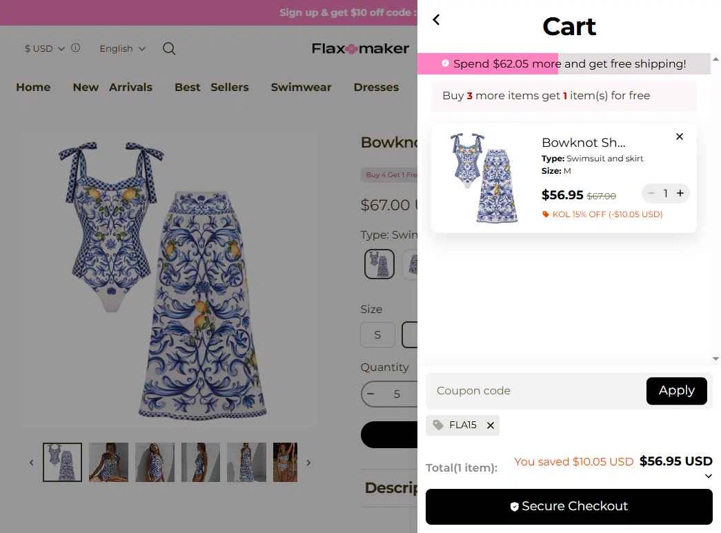 Flaxmaker checkout page showing Flaxmaker coupon code box | Screenshot taken by SimplyCodes community member on Jan 27, 2026