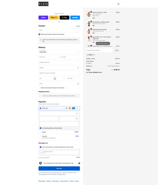 Fleo checkout page showing Fleo discount code box | Screenshot taken by SimplyCodes community member on Sep 10, 2025