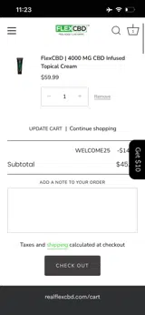 FLEX20 coupon verification screenshot