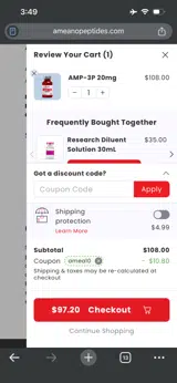 WELCOME25 coupon verification screenshot