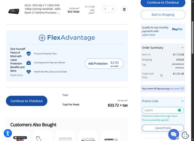FlexShopper.com checkout page showing FlexShopper.com promo code box | Screenshot taken by SimplyCodes community member on Jun 30, 2025