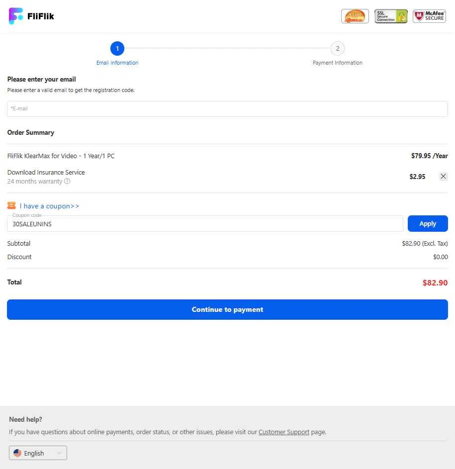 FliFlik checkout page showing FliFlik promo code box | Screenshot taken by SimplyCodes community member on Dec 11, 2025