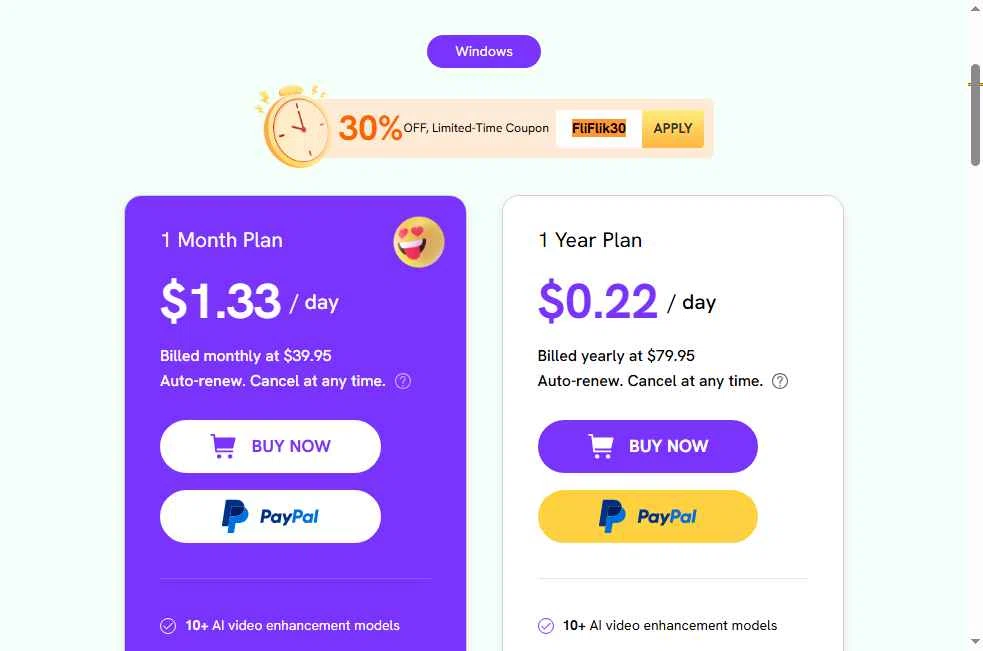 FliFlik checkout page showing FliFlik promo code box | Screenshot taken by SimplyCodes community member on Dec 20, 2025