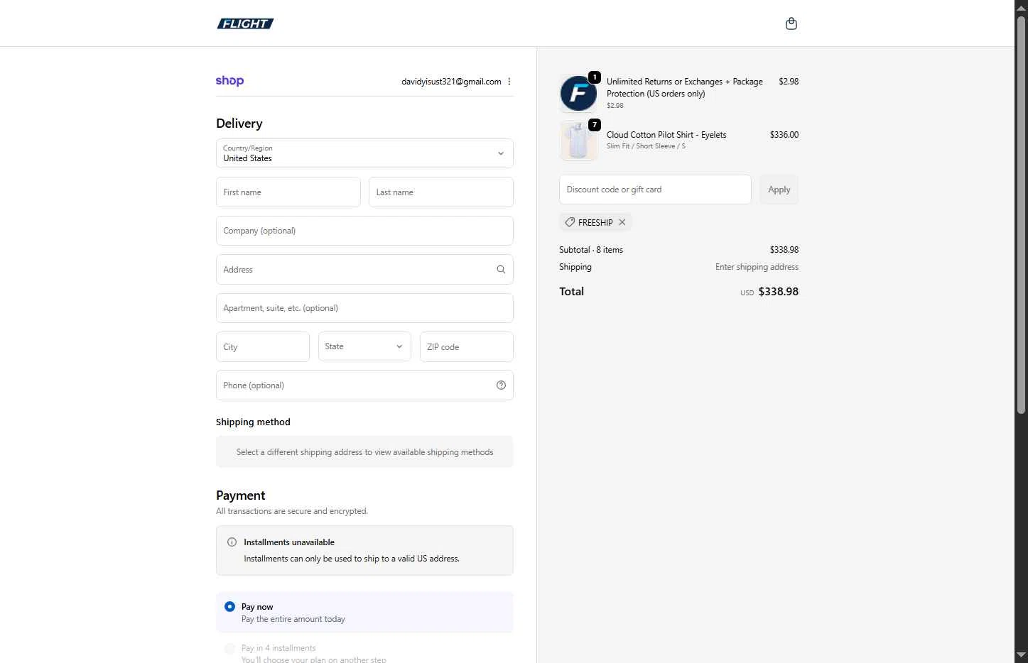 Flight checkout page showing Flight coupon code box | Screenshot taken by SimplyCodes community member on Feb 1, 2026
