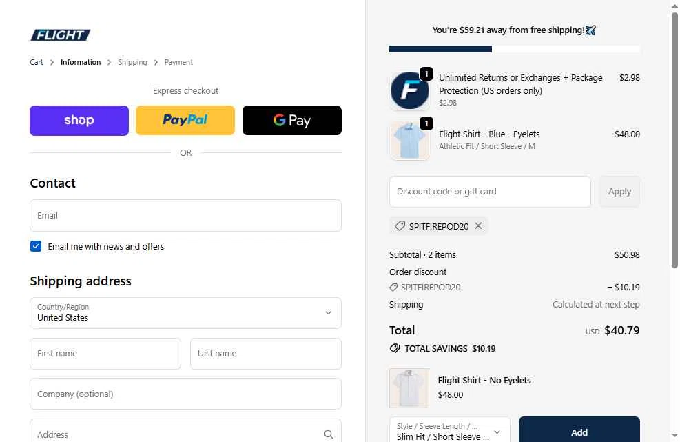Flight checkout page showing Flight coupon code box | Screenshot taken by SimplyCodes community member on Feb 1, 2026