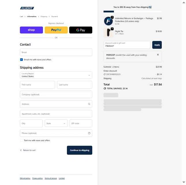 Flight checkout page showing Flight coupon code box | Screenshot taken by SimplyCodes community member on Dec 5, 2025