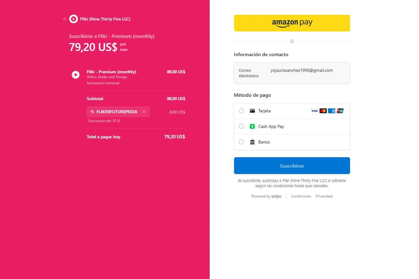 Fliki checkout page showing Fliki promo code box | Screenshot taken by SimplyCodes community member on Jan 27, 2026