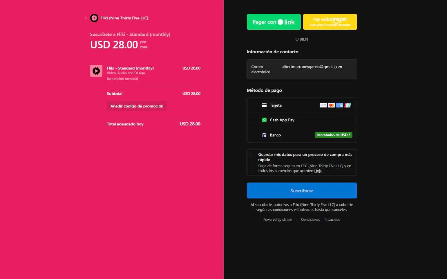 Fliki checkout page showing Fliki promo code box | Screenshot taken by SimplyCodes community member on Jan 26, 2026