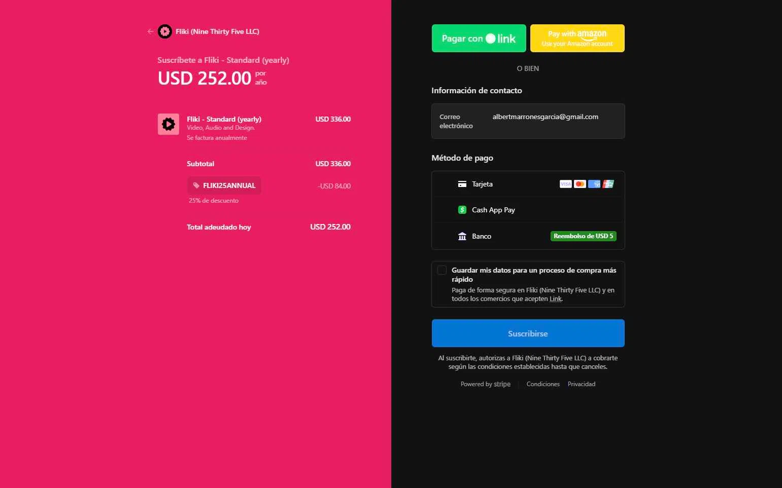 Fliki checkout page showing Fliki promo code box | Screenshot taken by SimplyCodes community member on Jan 26, 2026