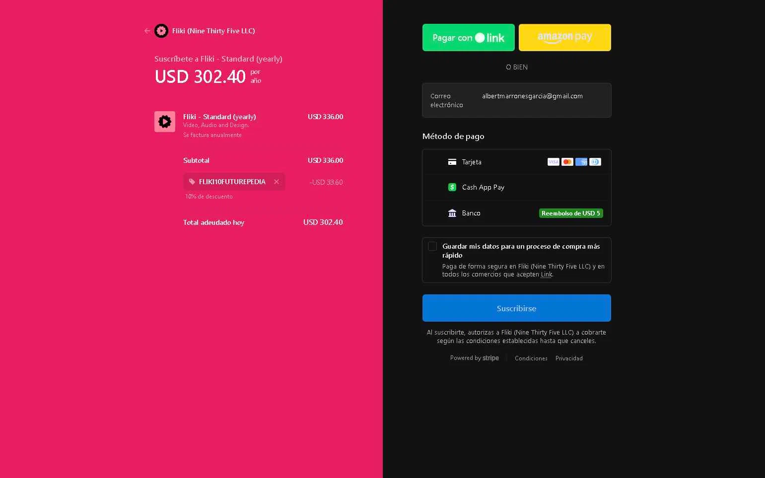 Fliki checkout page showing Fliki promo code box | Screenshot taken by SimplyCodes community member on Dec 29, 2025