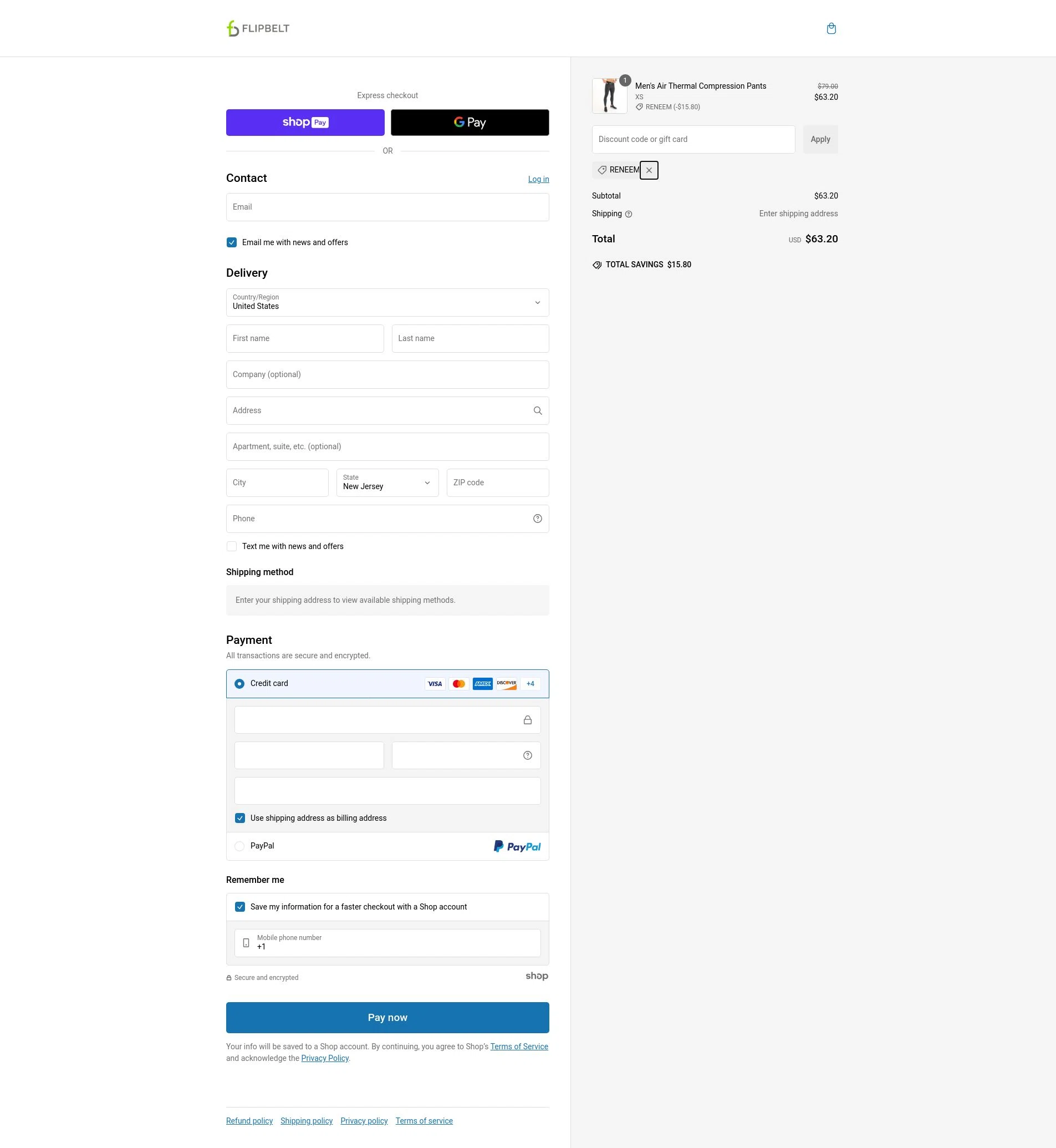 FlipBelt checkout page showing FlipBelt promo code box | Screenshot taken by SimplyCodes community member on Dec 26, 2024