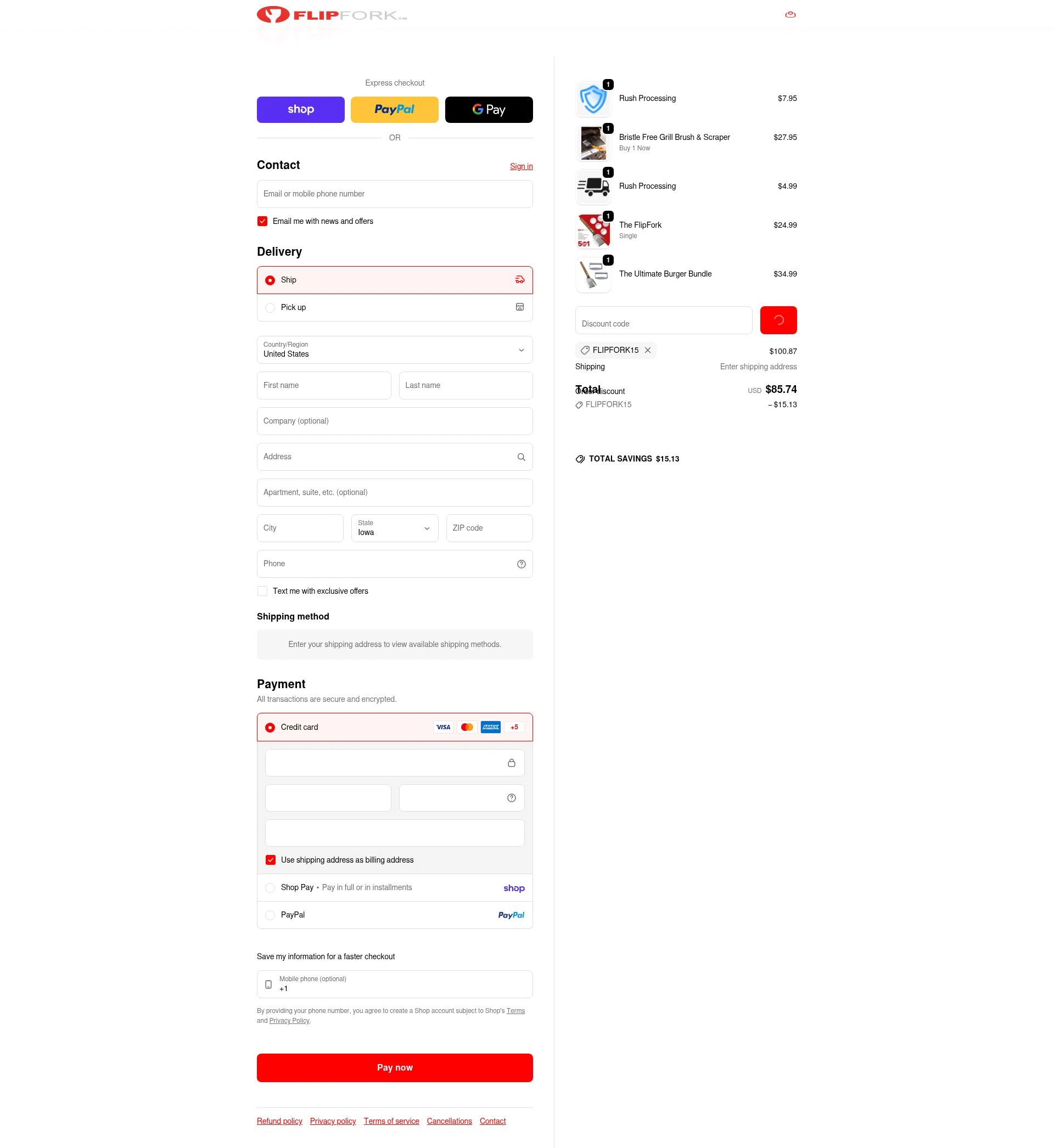 FlipFork checkout page showing FlipFork discount code box | Screenshot taken by SimplyCodes community member on Feb 6, 2026