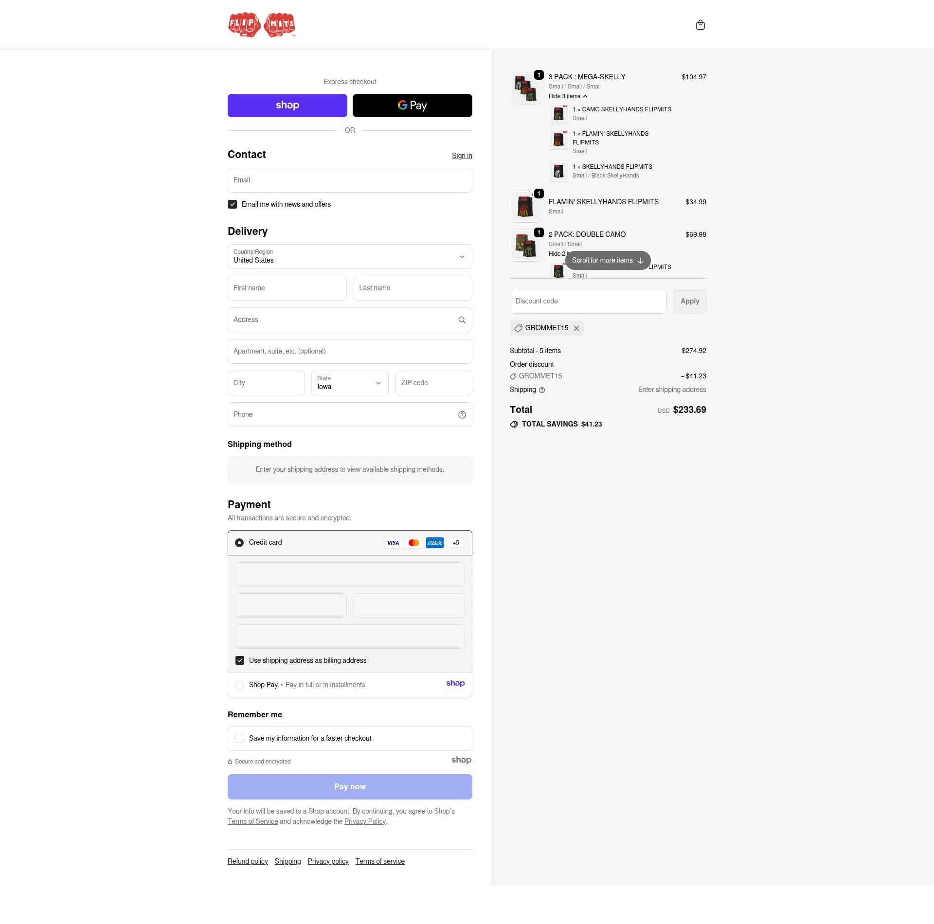 flipmits checkout page showing flipmits promo code box | Screenshot taken by SimplyCodes community member on Dec 28, 2025