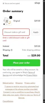DIANA coupon verification screenshot