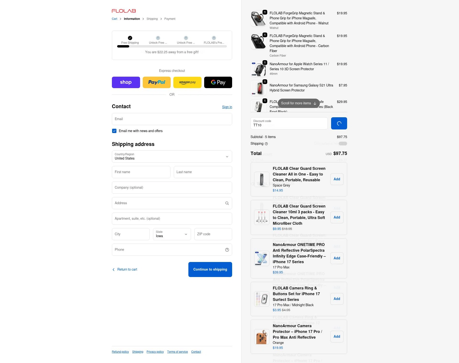 FLOLAB checkout page showing FLOLAB discount code box | Screenshot taken by SimplyCodes community member on Feb 13, 2026