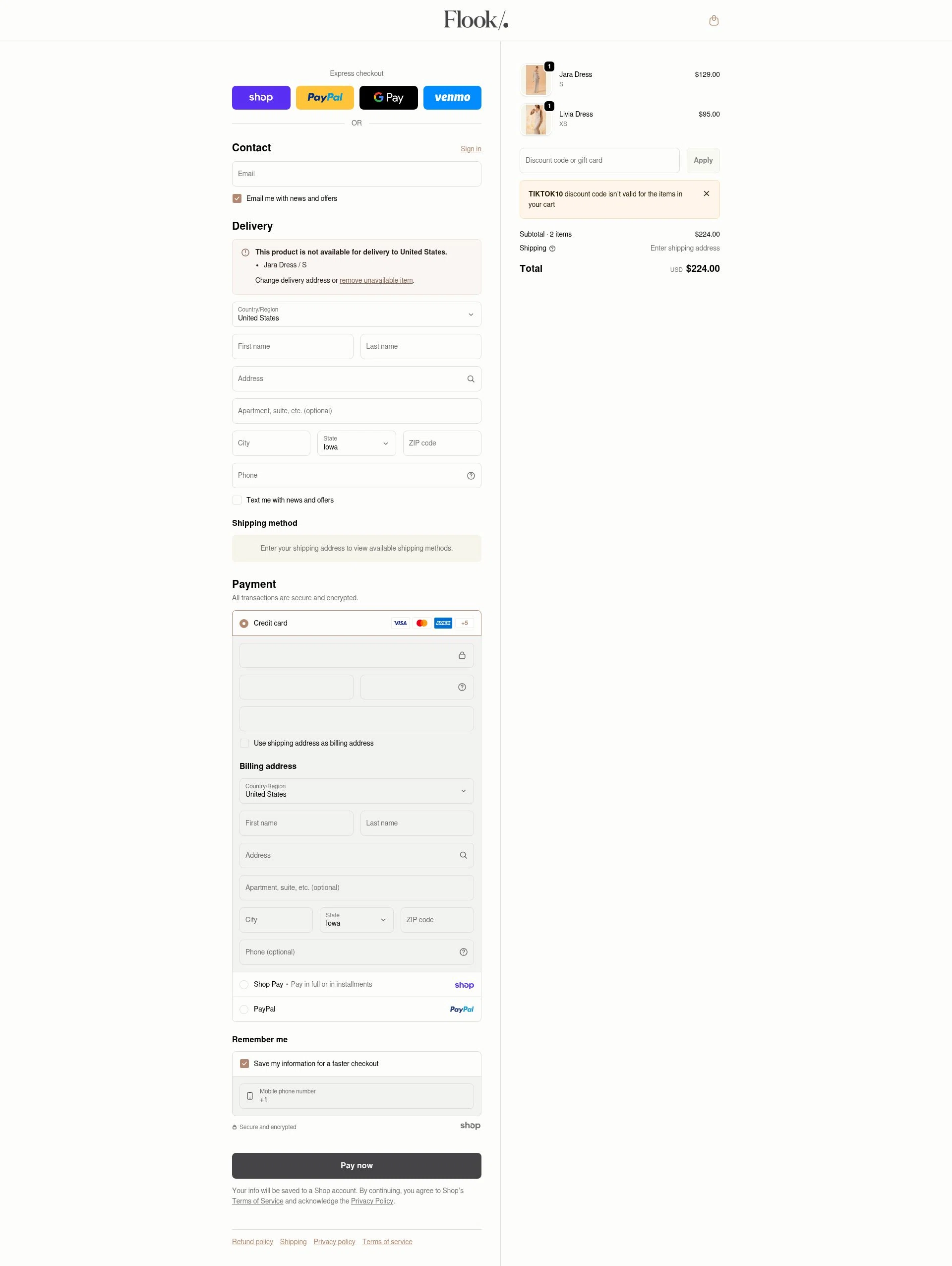 Flook The Label checkout page showing Flook The Label promo code box | Screenshot taken by SimplyCodes community member on Jan 27, 2026