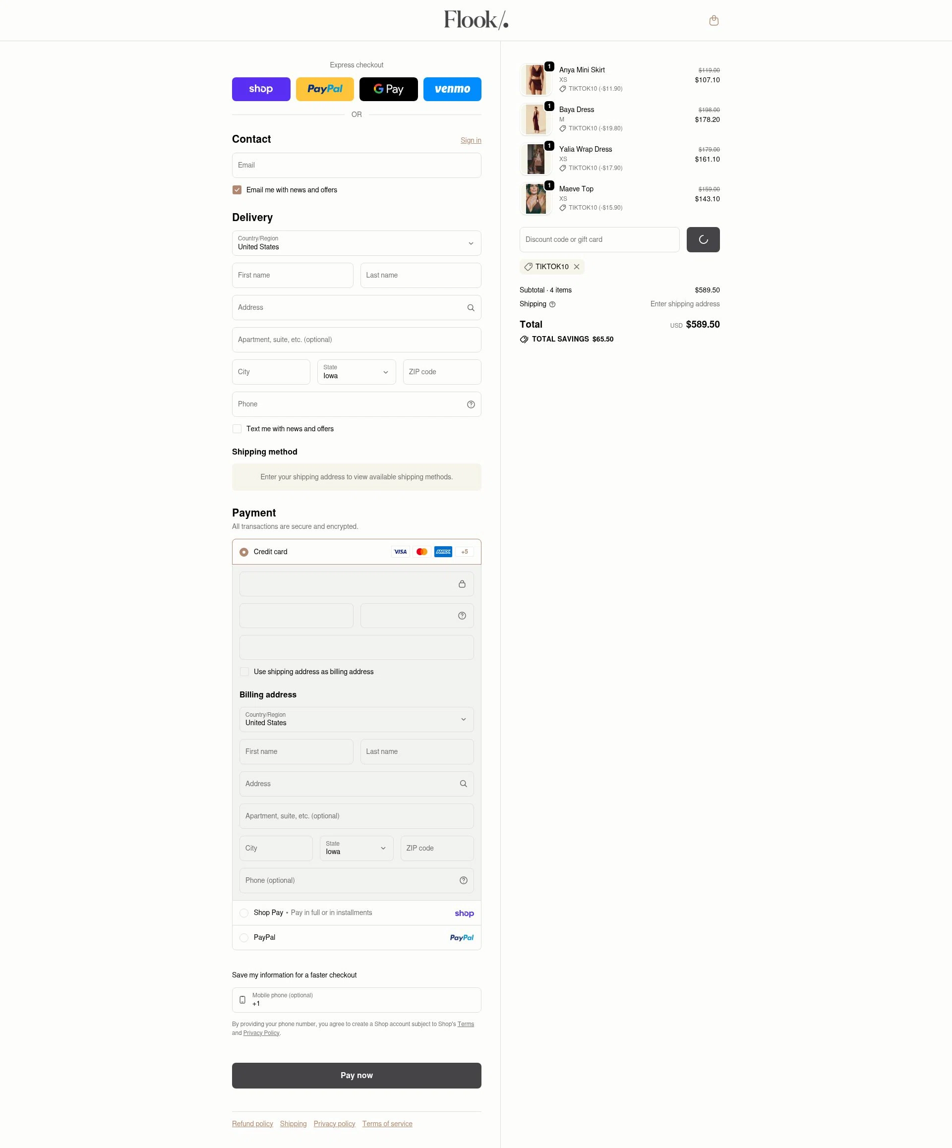 Flook The Label checkout page showing Flook The Label promo code box | Screenshot taken by SimplyCodes community member on Feb 5, 2026