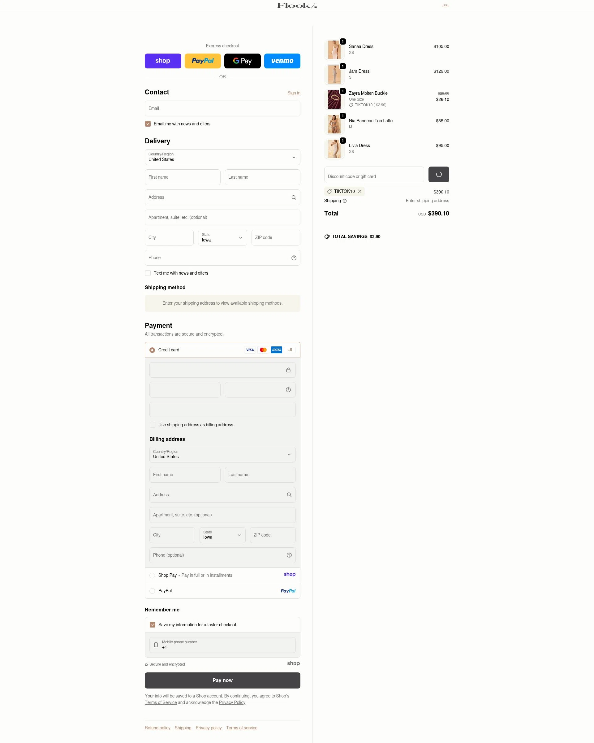 Flook The Label checkout page showing Flook The Label promo code box | Screenshot taken by SimplyCodes community member on Jan 8, 2026