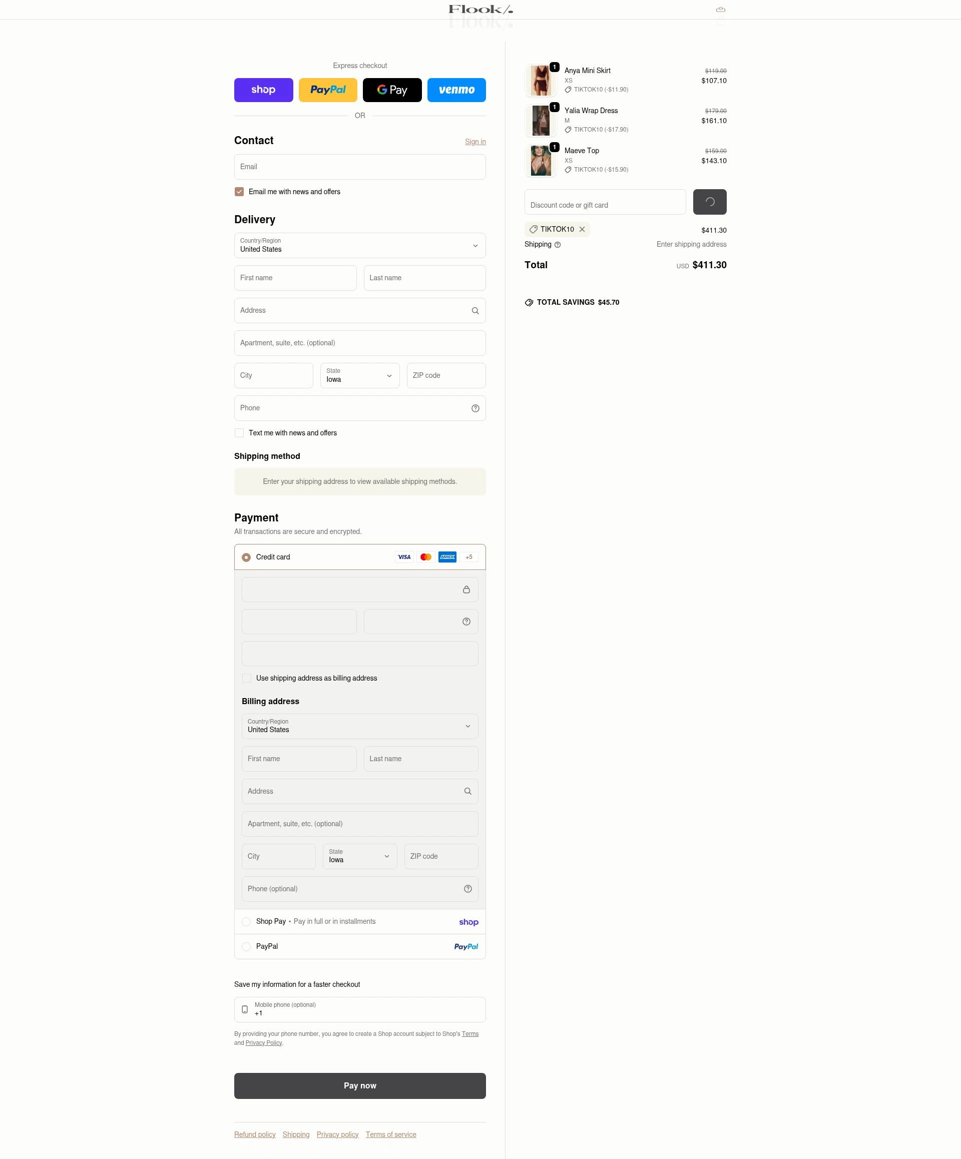 Flook The Label checkout page showing Flook The Label promo code box | Screenshot taken by SimplyCodes community member on Feb 18, 2026