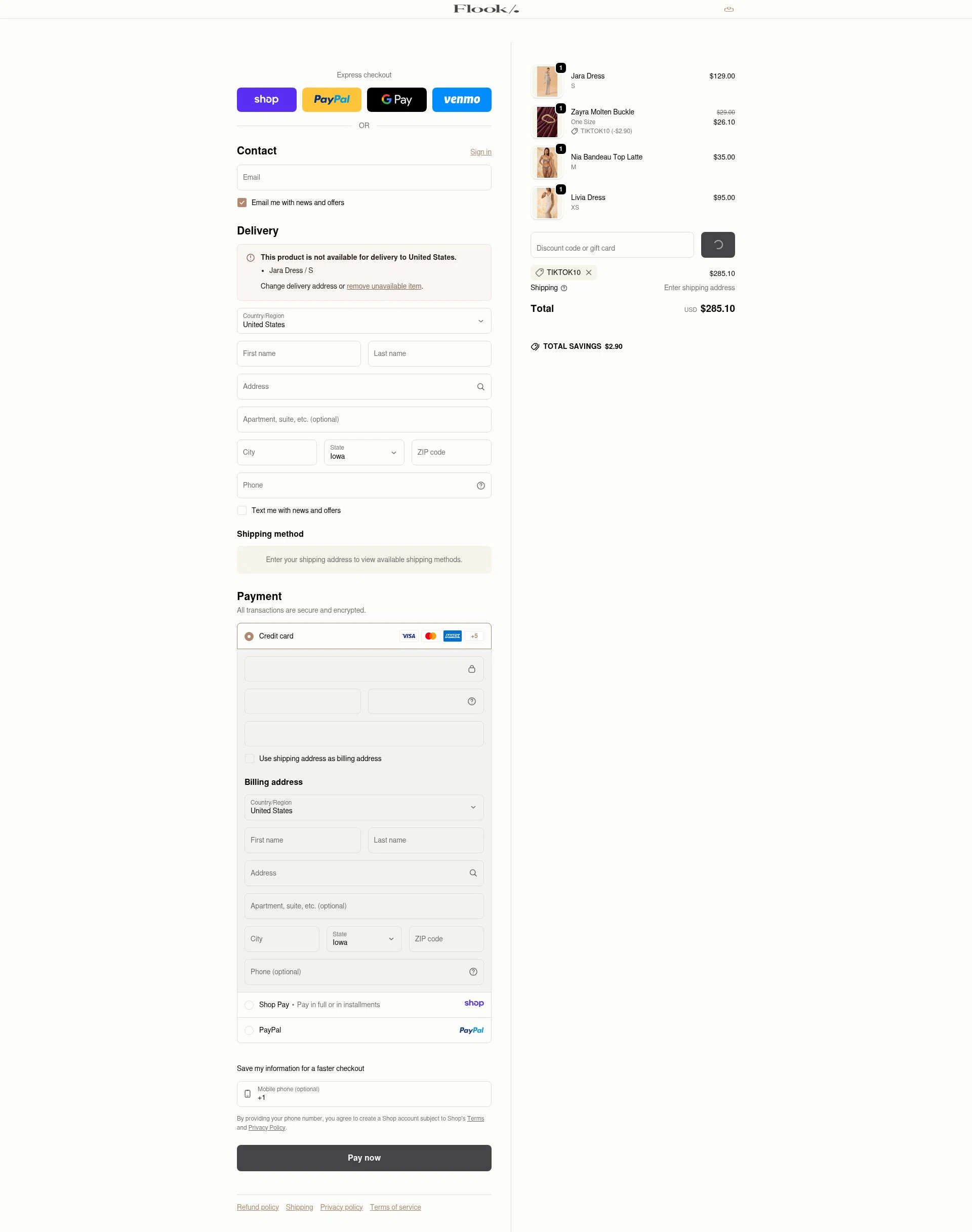 Flook The Label checkout page showing Flook The Label promo code box | Screenshot taken by SimplyCodes community member on Jan 18, 2026