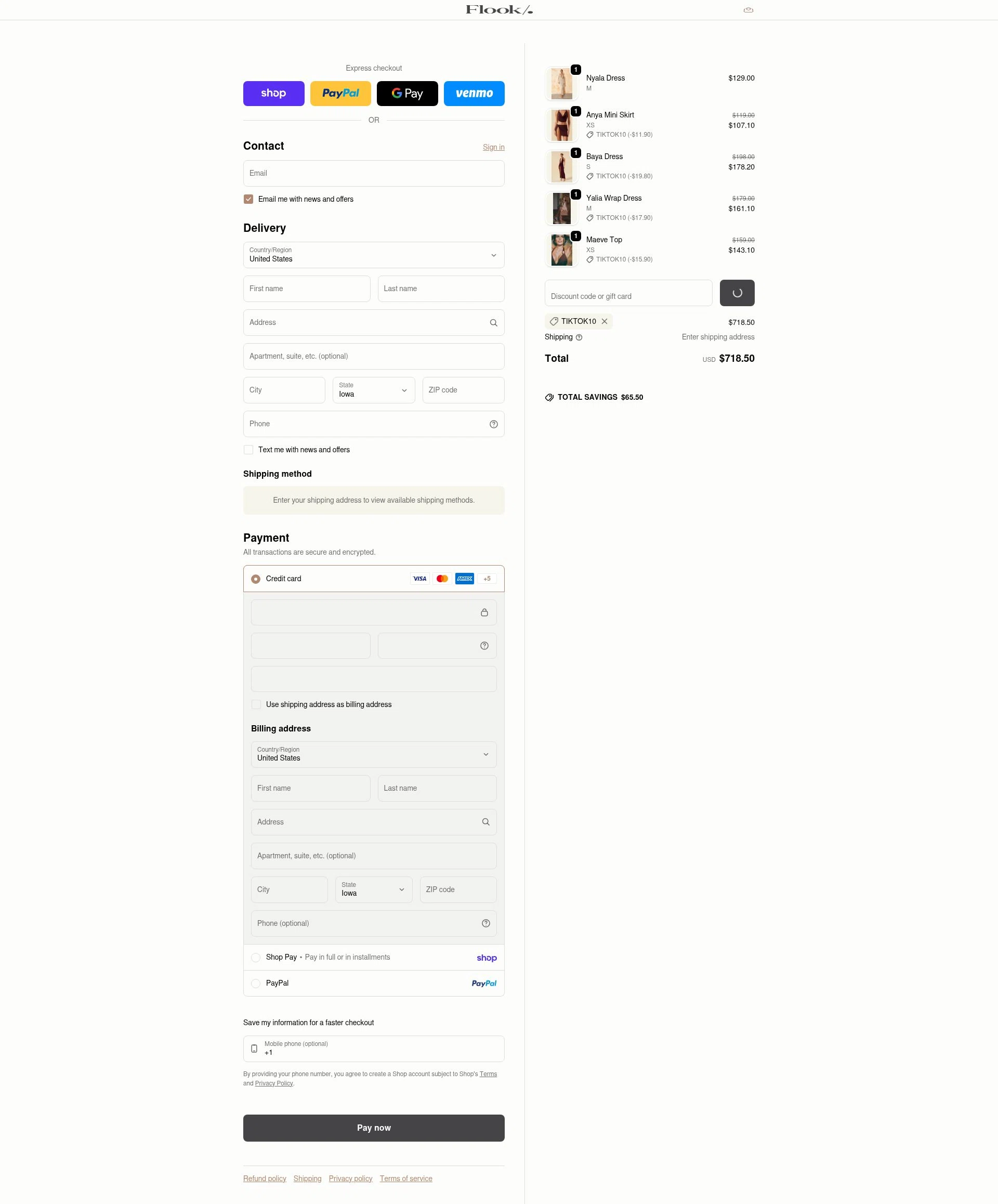 Flook The Label checkout page showing Flook The Label promo code box | Screenshot taken by SimplyCodes community member on Feb 9, 2026