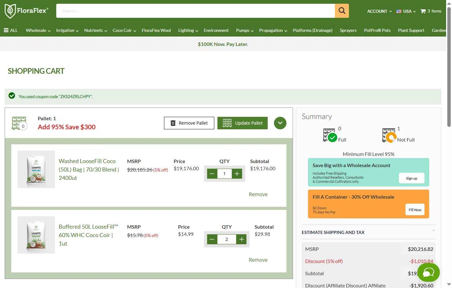 Flora Flex checkout page showing Flora Flex promo code box | Screenshot taken by SimplyCodes community member on Jul 18, 2025