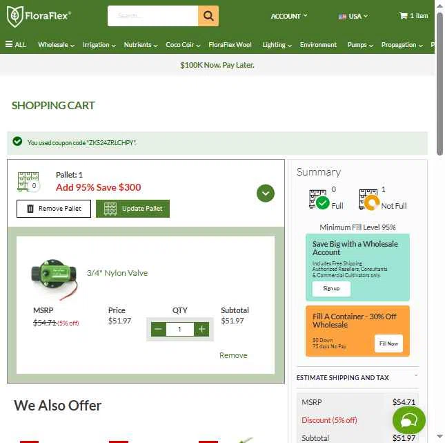Flora Flex checkout page showing Flora Flex promo code box | Screenshot taken by SimplyCodes community member on Jul 31, 2025