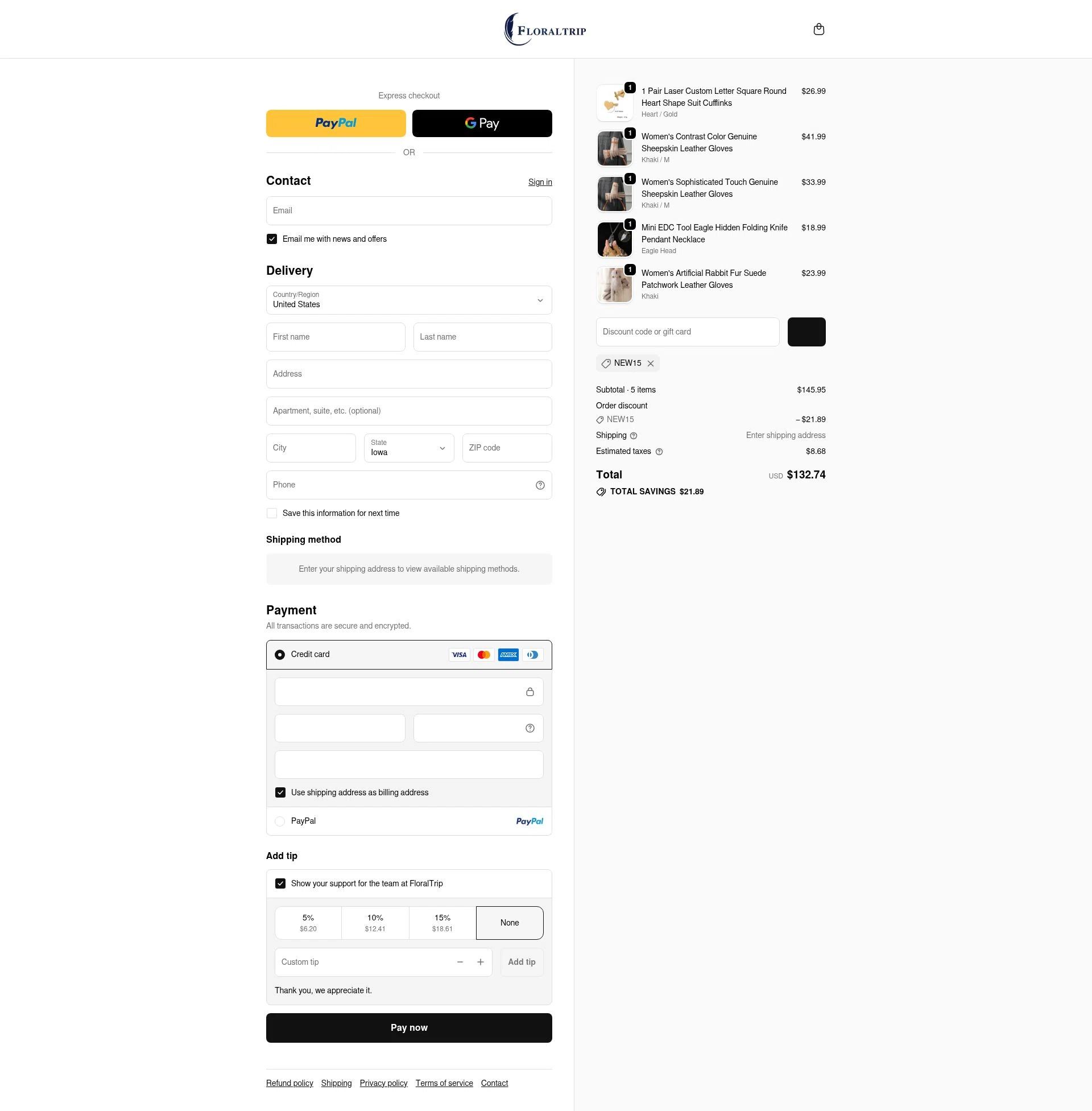 FloralTrip checkout page showing FloralTrip promo code box | Screenshot taken by SimplyCodes community member on Jan 2, 2026