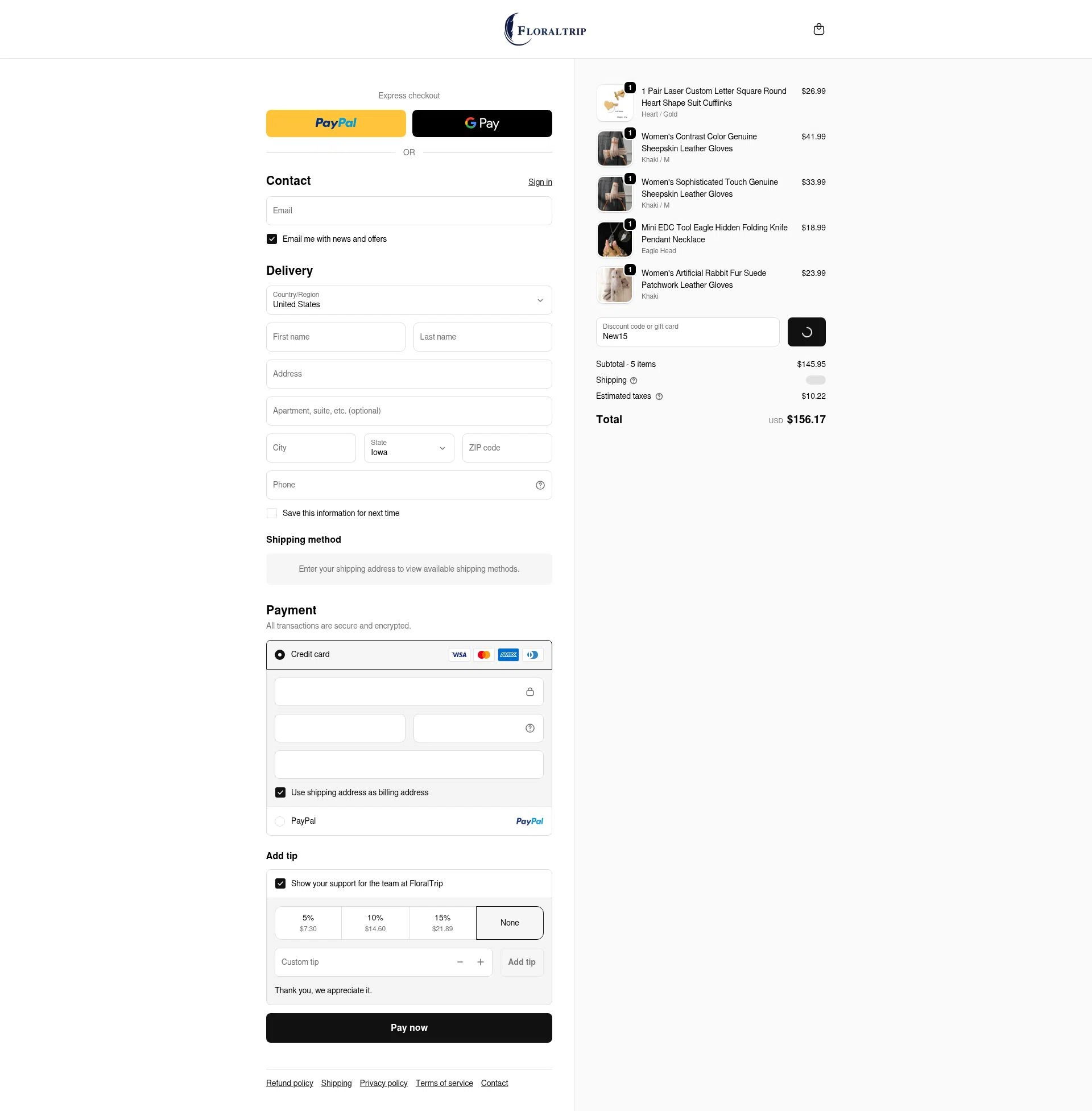 FloralTrip checkout page showing FloralTrip promo code box | Screenshot taken by SimplyCodes community member on Dec 28, 2025