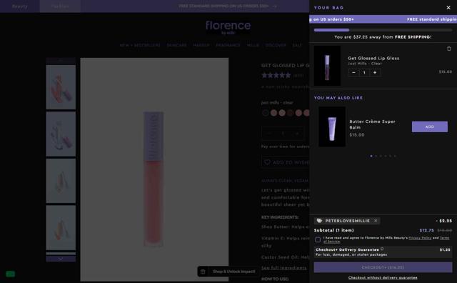 Florence by Mills checkout page showing Florence by Mills discount code box | Screenshot taken by SimplyCodes community member on Sep 7, 2025
