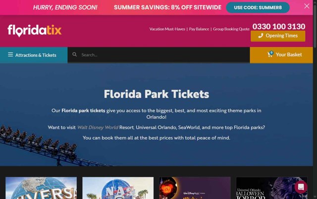 FloridaTix checkout page showing FloridaTix discount code box | Screenshot taken by SimplyCodes community member on Aug 30, 2025
