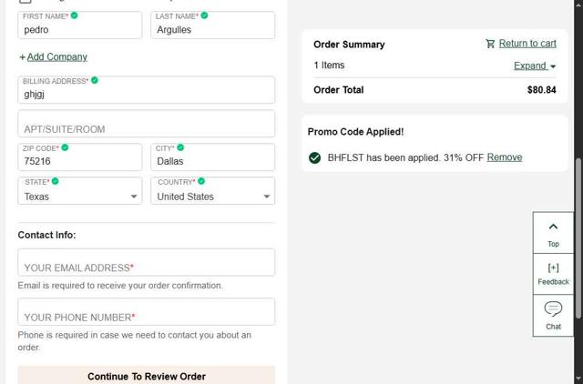 Florists.com checkout page showing Florists.com coupon code box | Screenshot taken by SimplyCodes community member on Jul 5, 2025