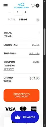 VAPE10 coupon verification screenshot