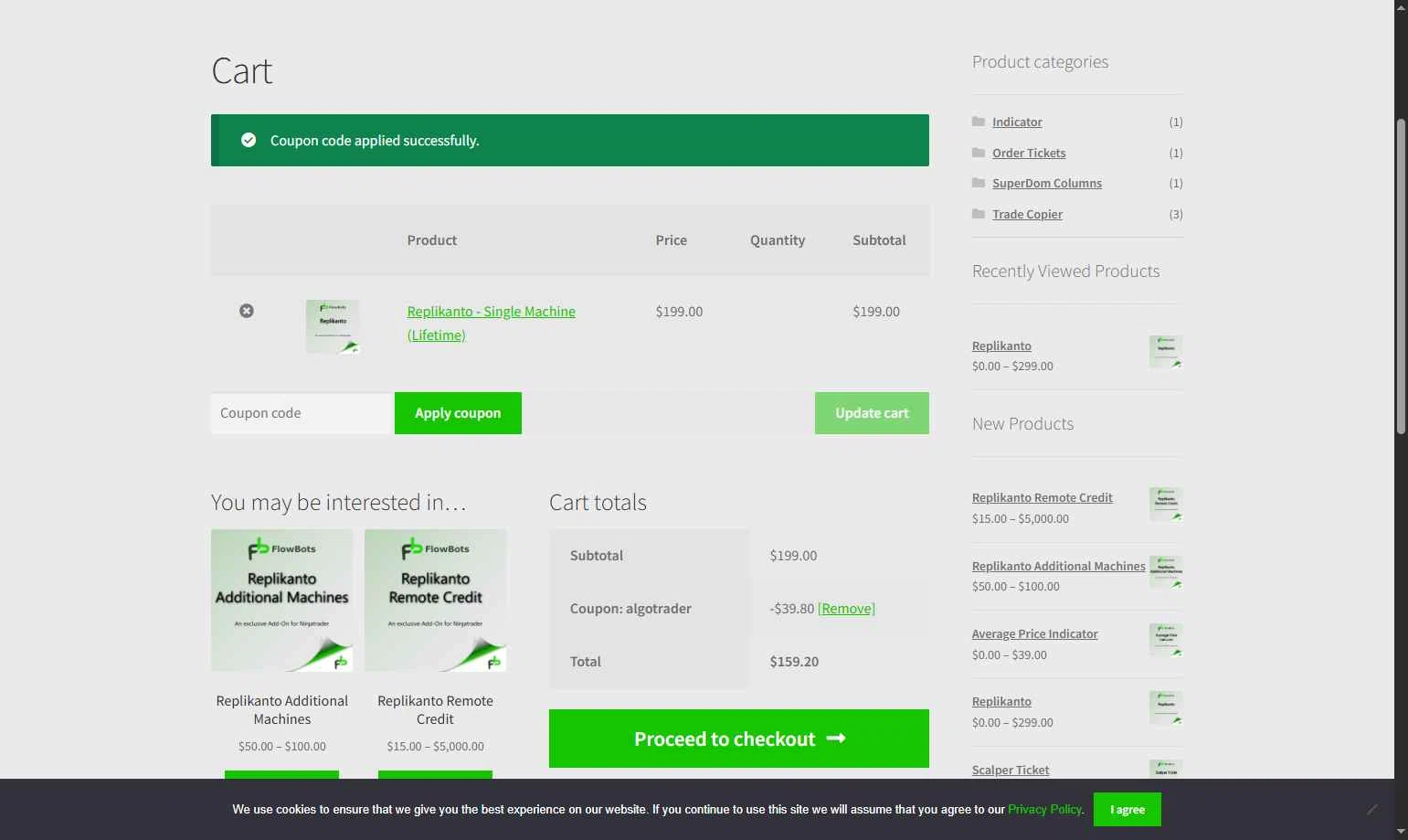 FlowBots checkout page showing FlowBots coupon code box | Screenshot taken by SimplyCodes community member on Nov 11, 2025