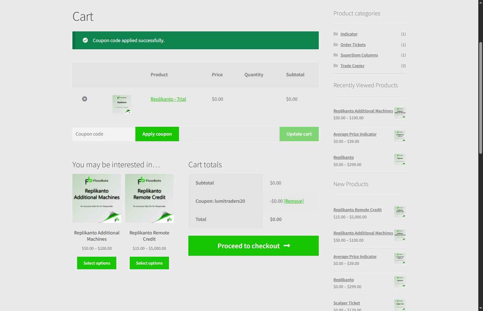 FlowBots checkout page showing FlowBots coupon code box | Screenshot taken by SimplyCodes community member on Nov 26, 2025