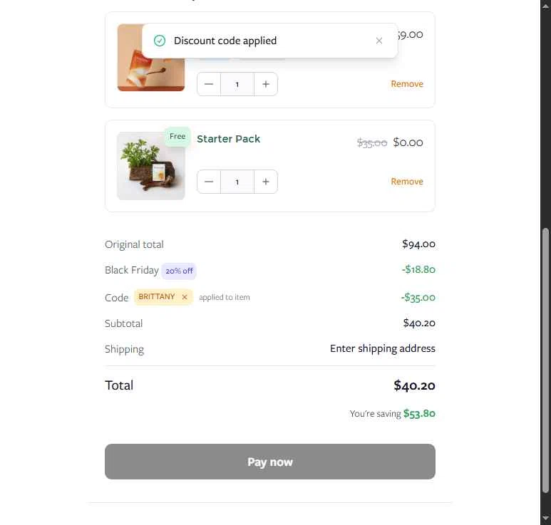 Flowdose checkout page showing Flowdose promo code box | Screenshot taken by SimplyCodes community member on Nov 28, 2025