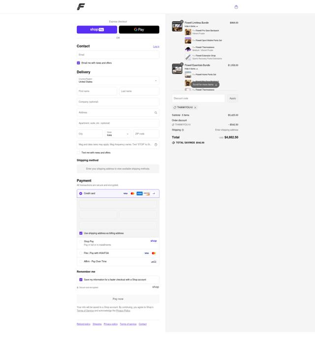 Flowell checkout page showing Flowell promo code box | Screenshot taken by SimplyCodes community member on Aug 21, 2025