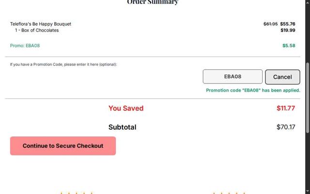FlowerShopping.com checkout page showing FlowerShopping.com coupon code box | Screenshot taken by SimplyCodes community member on Jul 12, 2025