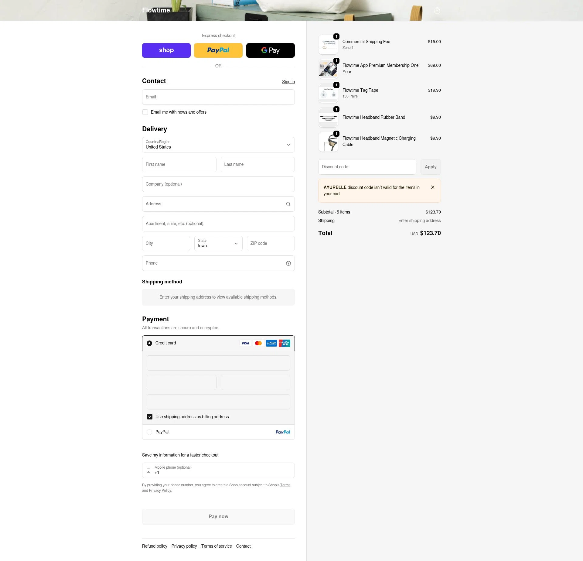 Flowtime checkout page showing Flowtime promo code box | Screenshot taken by SimplyCodes community member on Feb 7, 2026