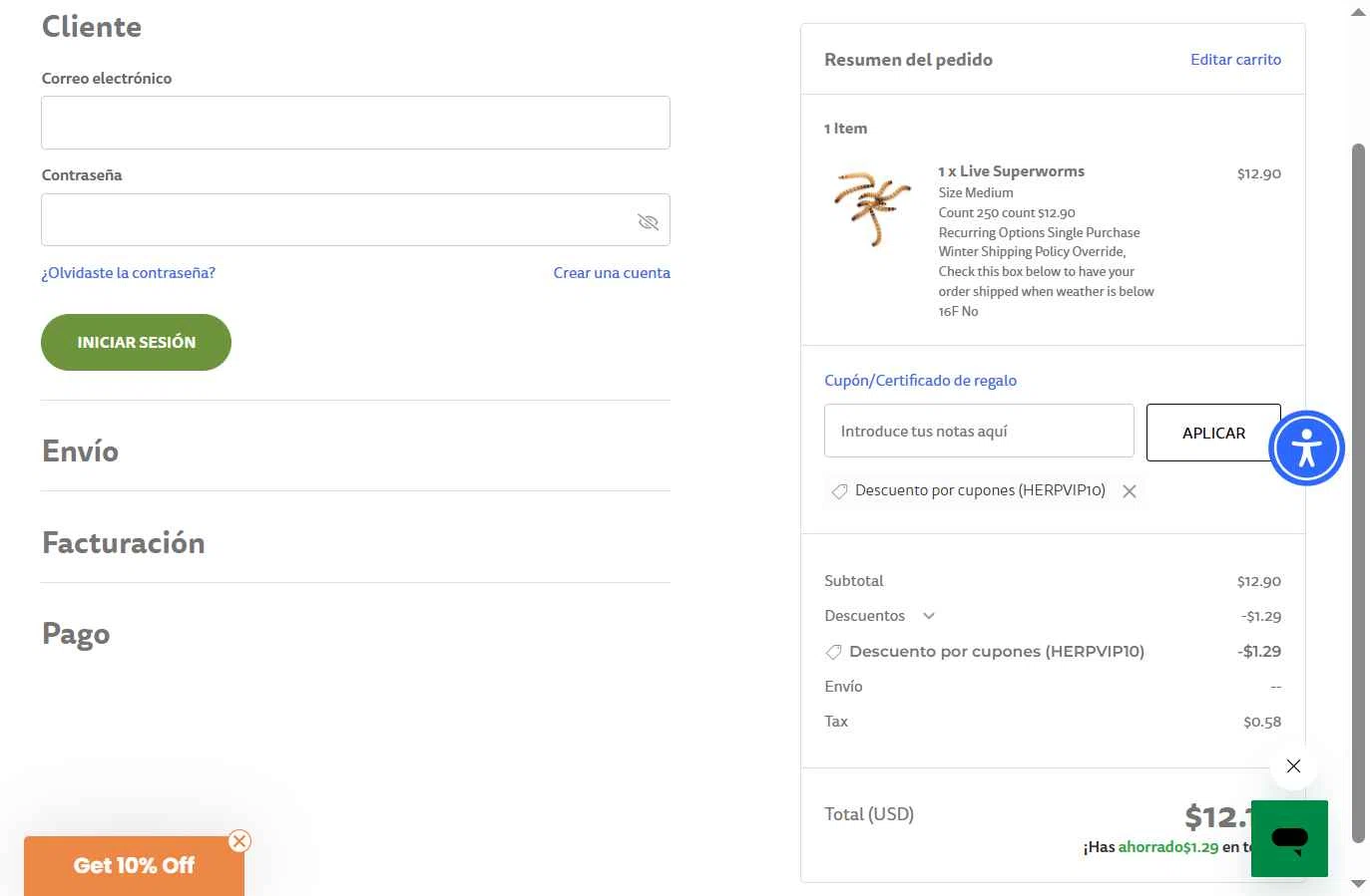 Fluker Farms checkout page showing Fluker Farms promo code box | Screenshot taken by SimplyCodes community member on Jan 21, 2026
