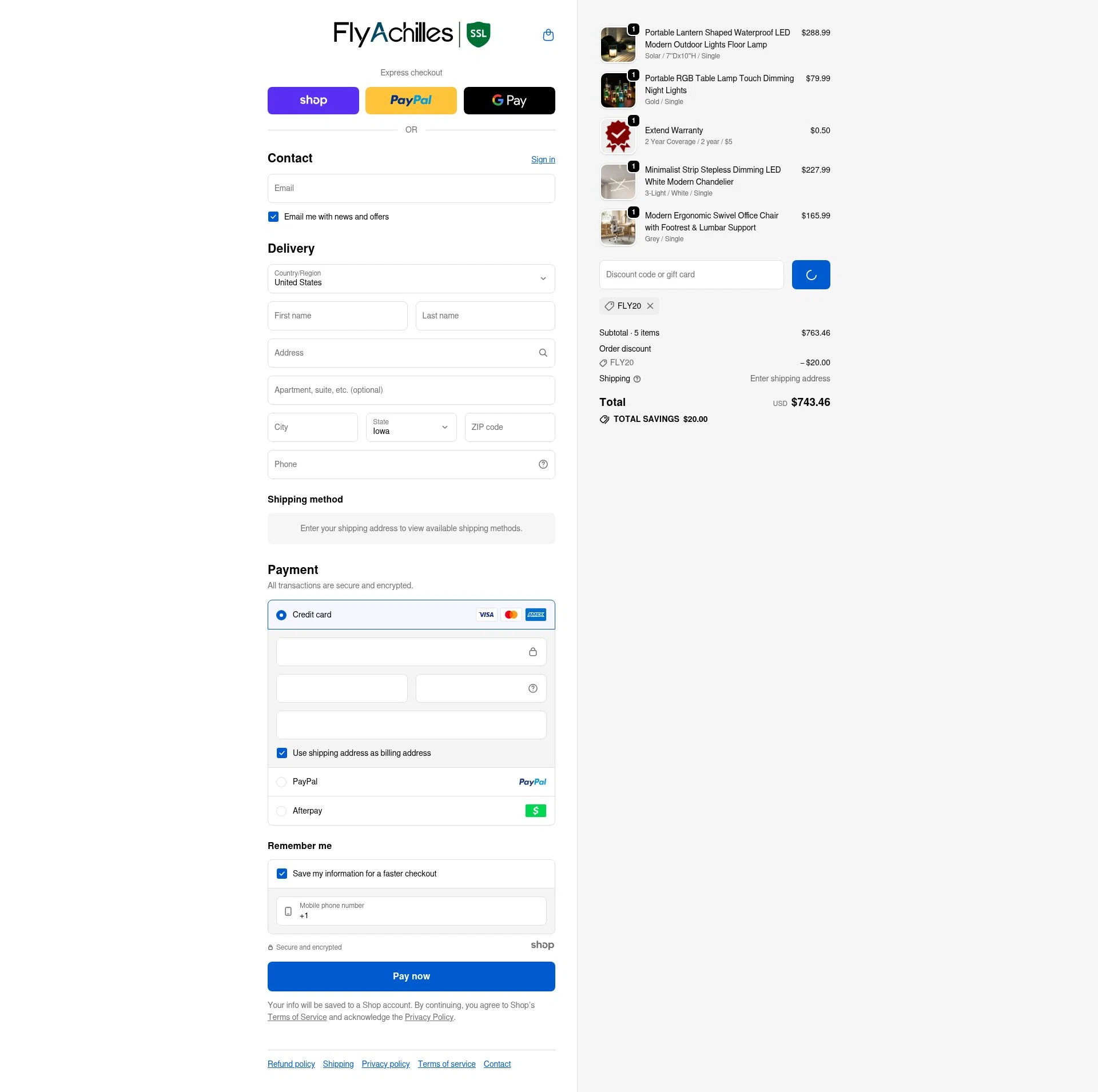 FlyAchilles checkout page showing FlyAchilles promo code box | Screenshot taken by SimplyCodes community member on Jan 4, 2026