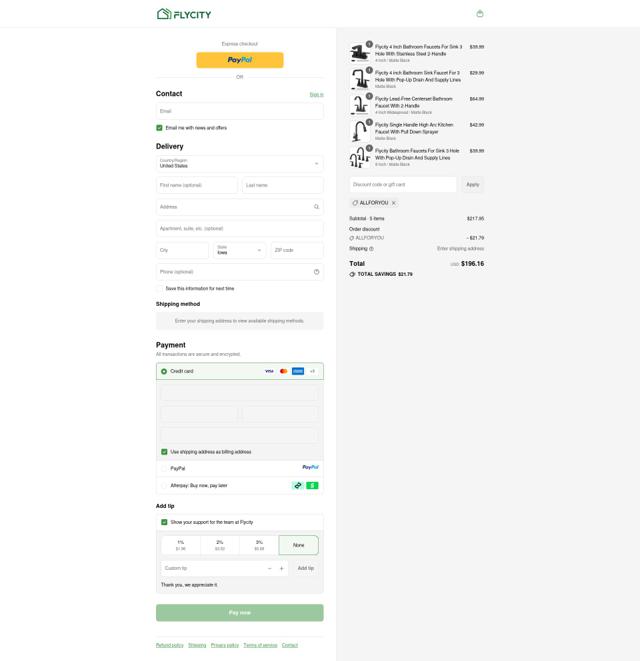 FlyCity Mall checkout page showing FlyCity Mall promo code box | Screenshot taken by SimplyCodes community member on Sep 15, 2025