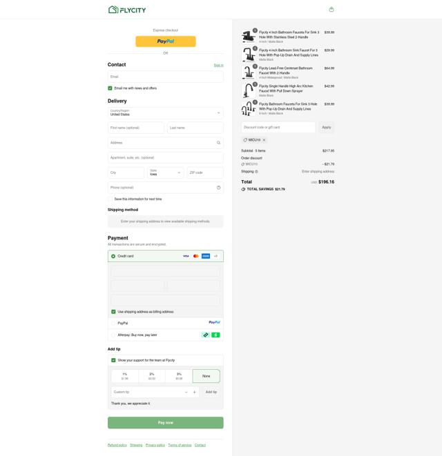 FlyCity Mall checkout page showing FlyCity Mall promo code box | Screenshot taken by SimplyCodes community member on Sep 15, 2025