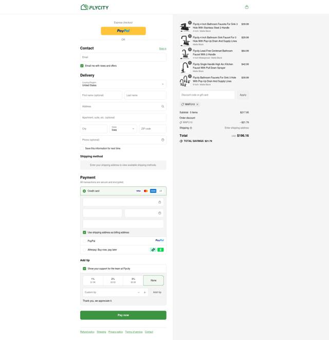 FlyCity Mall checkout page showing FlyCity Mall promo code box | Screenshot taken by SimplyCodes community member on Sep 15, 2025