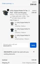 DISCOUNT15 coupon verification screenshot
