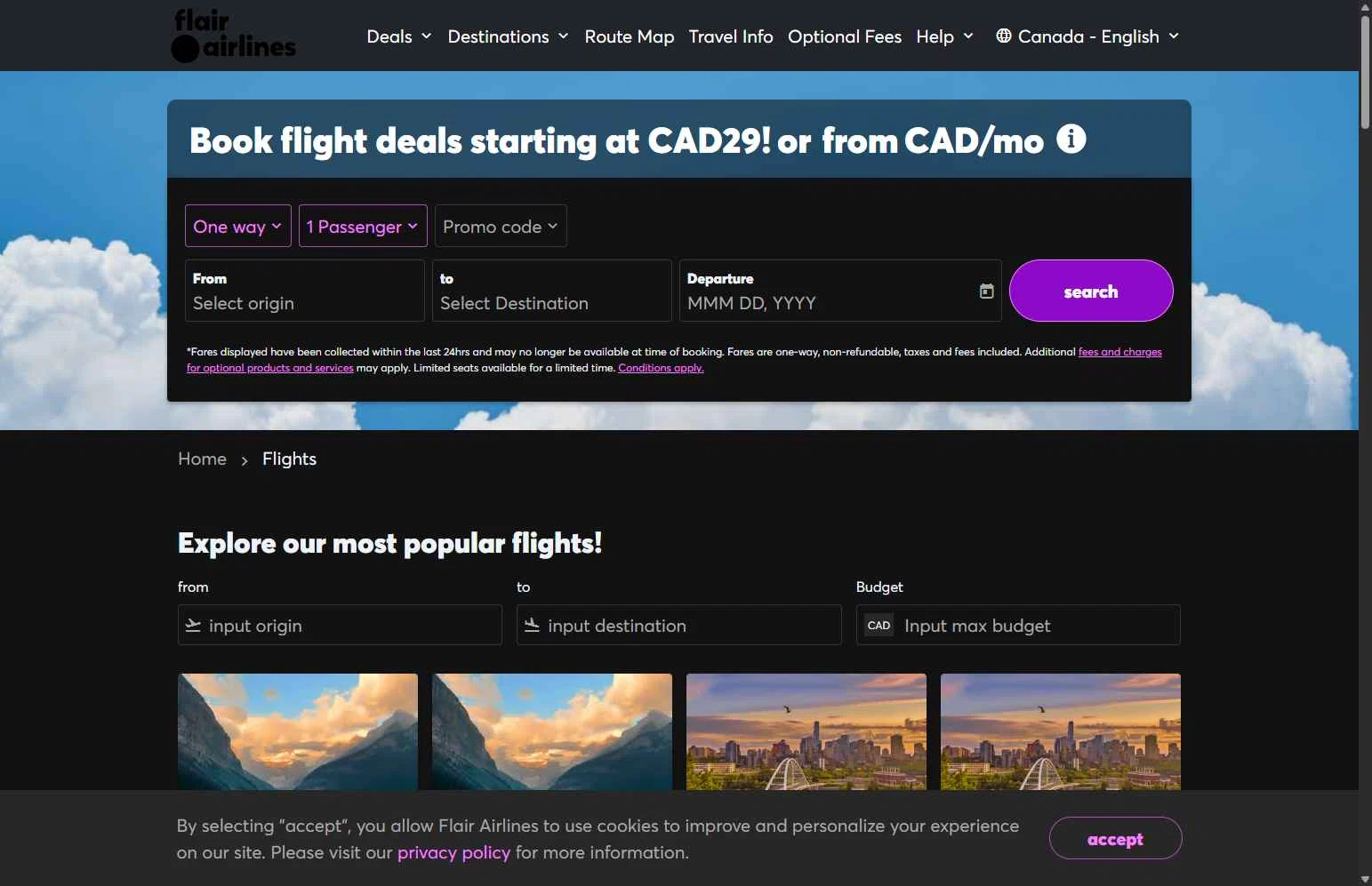 Flair Airlines checkout page showing Flair Airlines promo code box | Screenshot taken by SimplyCodes community member on Feb 8, 2026