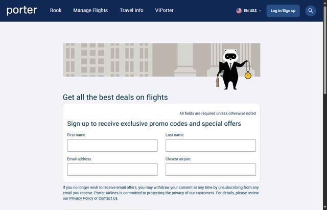 Porter Airlines checkout page showing Porter Airlines promo code box | Screenshot taken by SimplyCodes community member on Sep 4, 2025