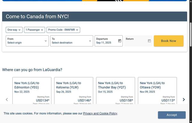 Porter Airlines checkout page showing Porter Airlines promo code box | Screenshot taken by SimplyCodes community member on Sep 4, 2025